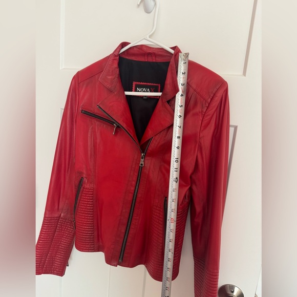 Women's Red Leather Jacket - Picture 5 of 5